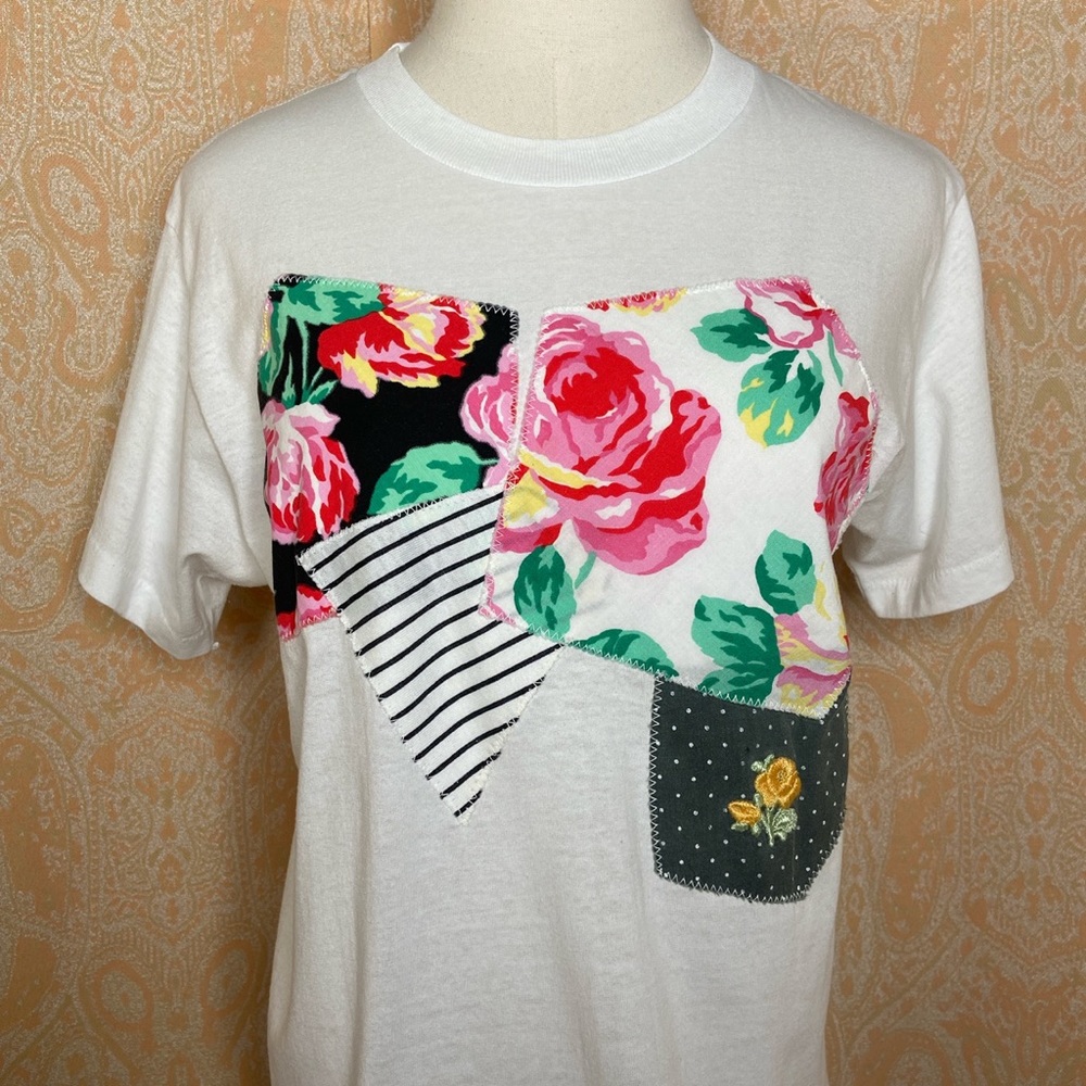 90s patchwork floral t-shirt